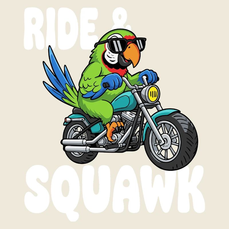 Rasender Papagei auf Motorrad