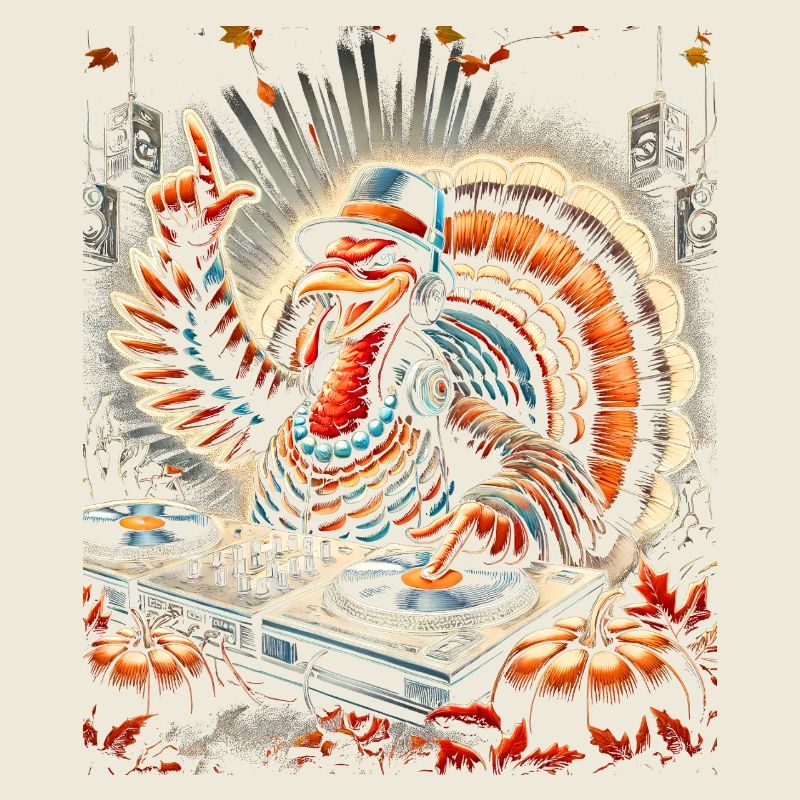 Thanksgiving DJ Turkey Party Autumn Vibes Tee