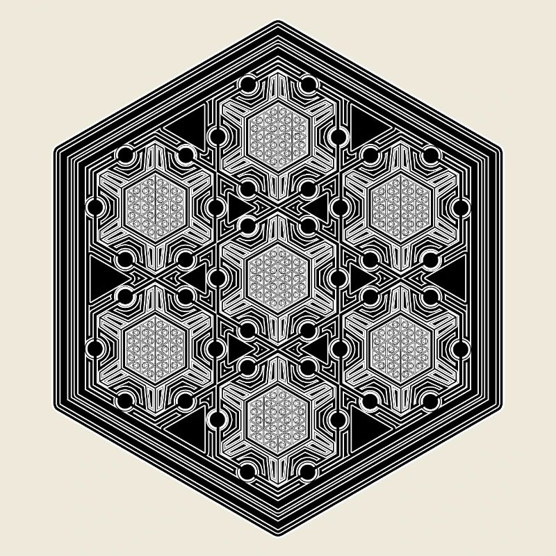 Psytrance Goa Techno Rave Géométrie Motif Hexagonal