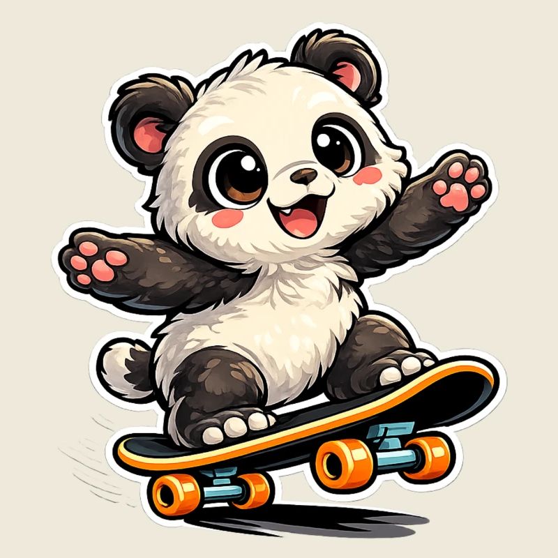 Panda Skateboard Freude