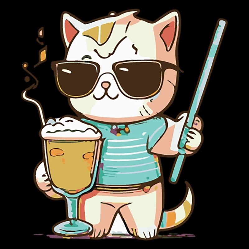 A cat with a cocktail in its paw