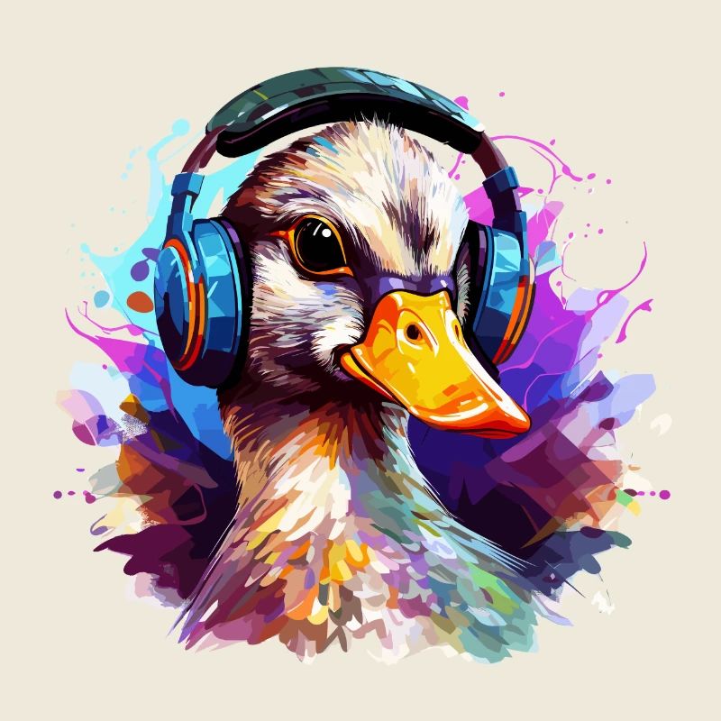 Canard funky avec un casque style graffiti