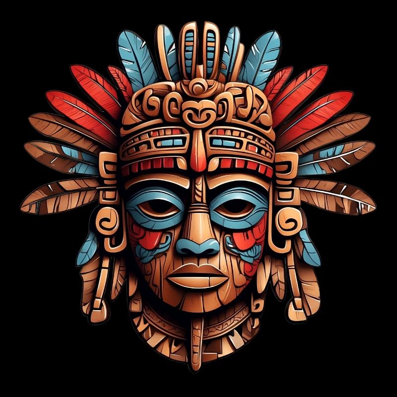 Sculpté orné aztèque, maya, masque inca