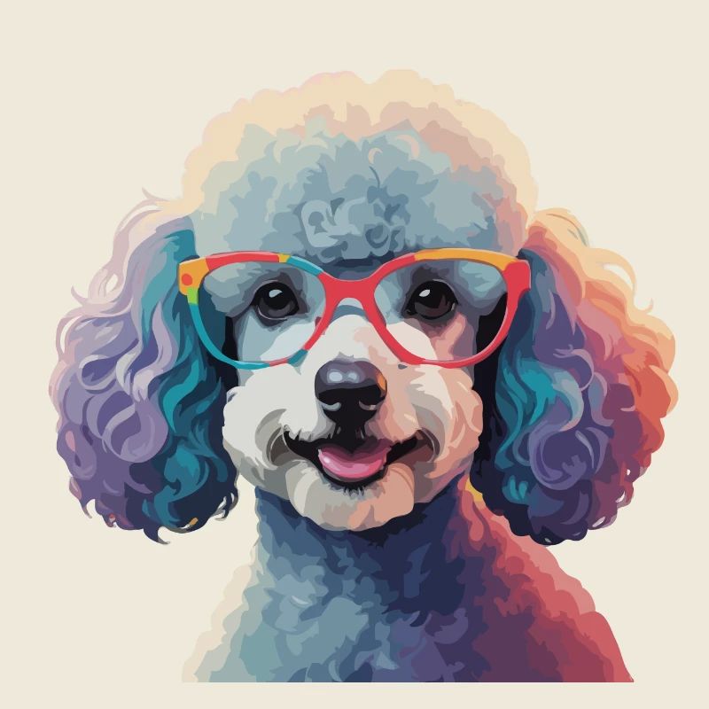 Caniche chien avec des lunettes Cool Coloré