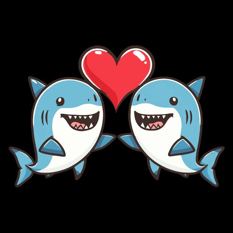Couple de requins Amour Saint-Valentin