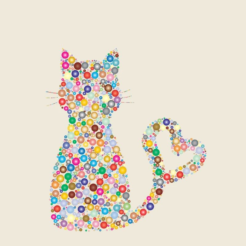 Kreis Muster Katze mit Herz Schwanz Schweif