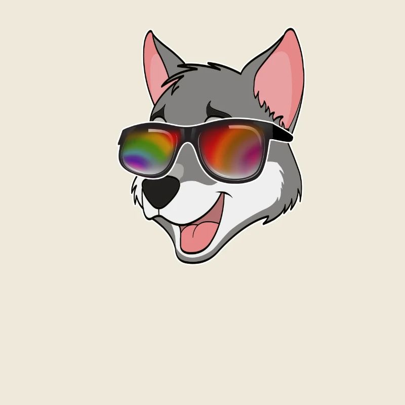 Cooler Wolf mit Sonnenbrille Sommer Comic