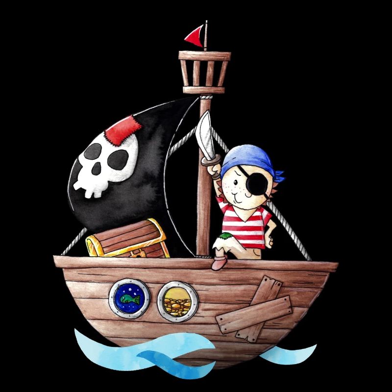 Petit pirate avec son bateau
