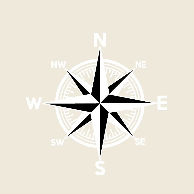 White Wind Rose Compass Nautical Direction