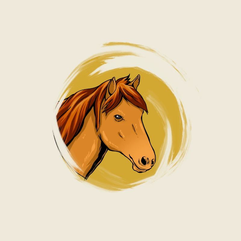 Klassischer Pferdekopf mit Goldhintergrund