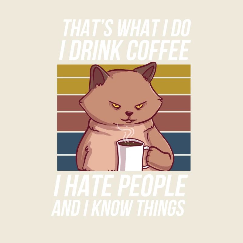 Cool Café Amateur Chat Blague Matin Grouch