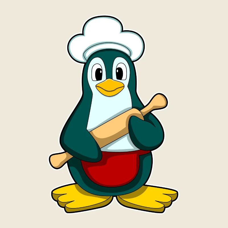 Pingouin comme boulanger avec du bois de pâte