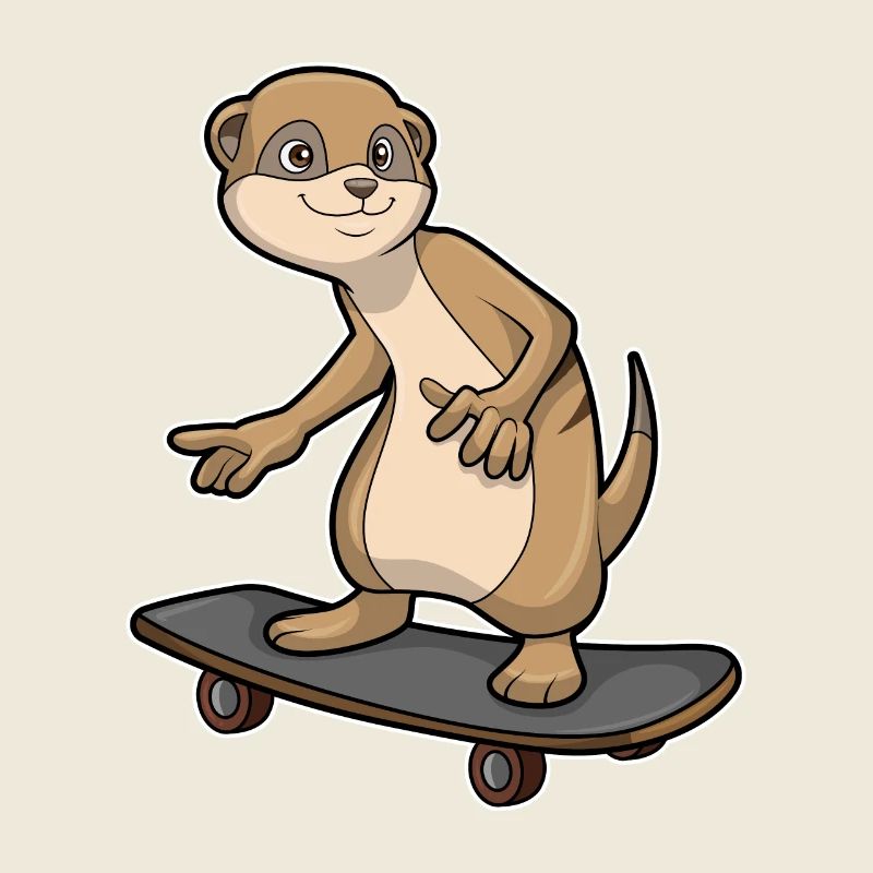 Suricate comme skate avec skateboard