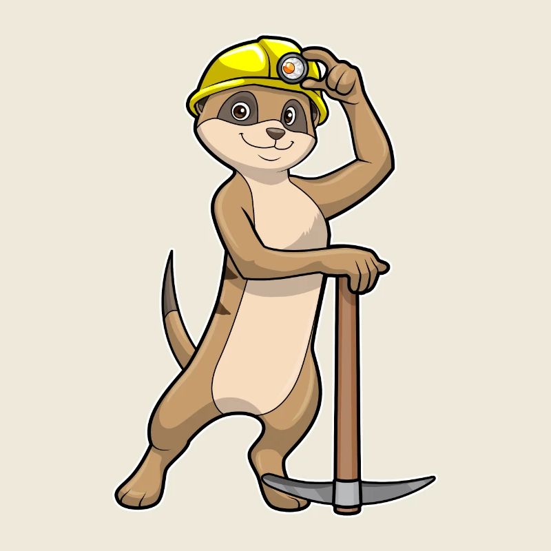 Erdmännchen als Bergarbeiter mit Spitzhacke