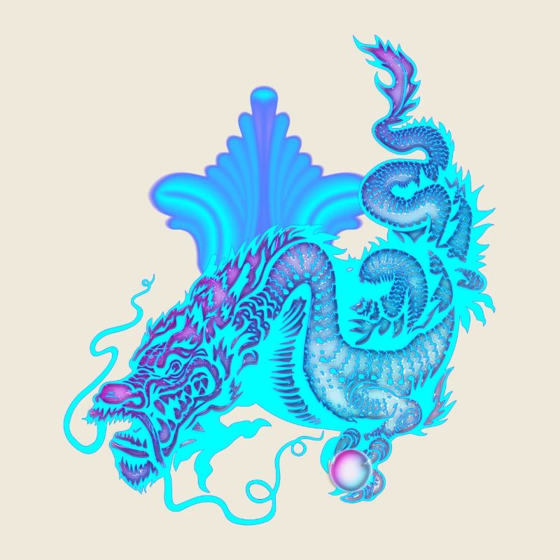 Dragon chinois bleu vif