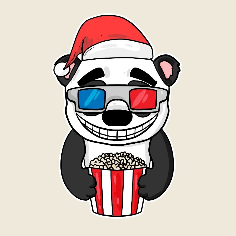 Christmas Panda Bear Popcorn Cinema