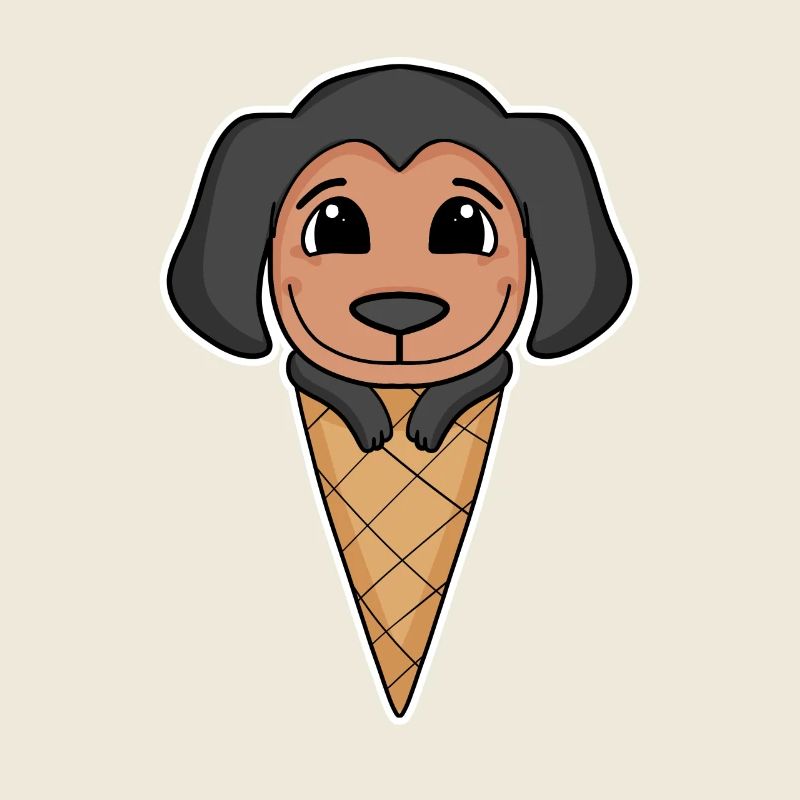 Coonhound mit Eiswaffel - Eis