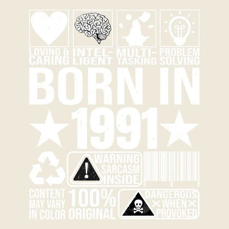 Né en 1991 Content Warning Label Code à barres