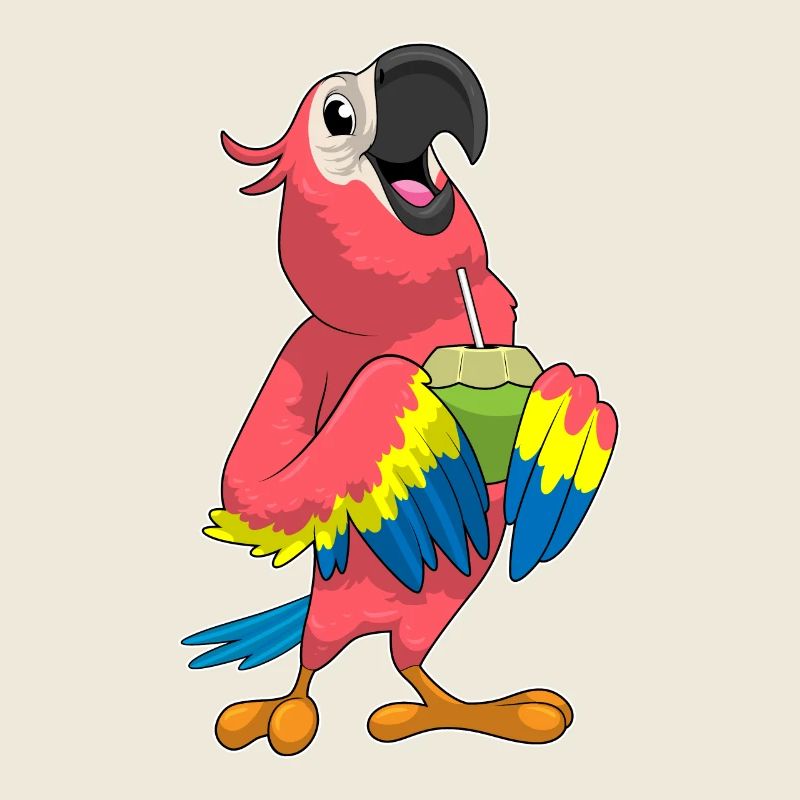 Perroquet & Noix de avec Paille