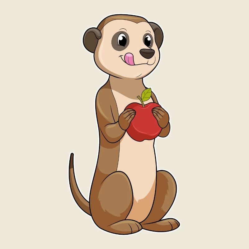 Erdmännchen mit Apfel