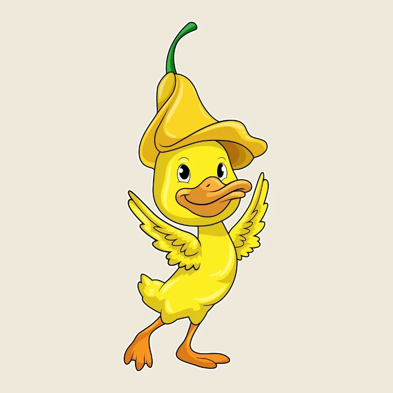 Duck with yellow bell cap
