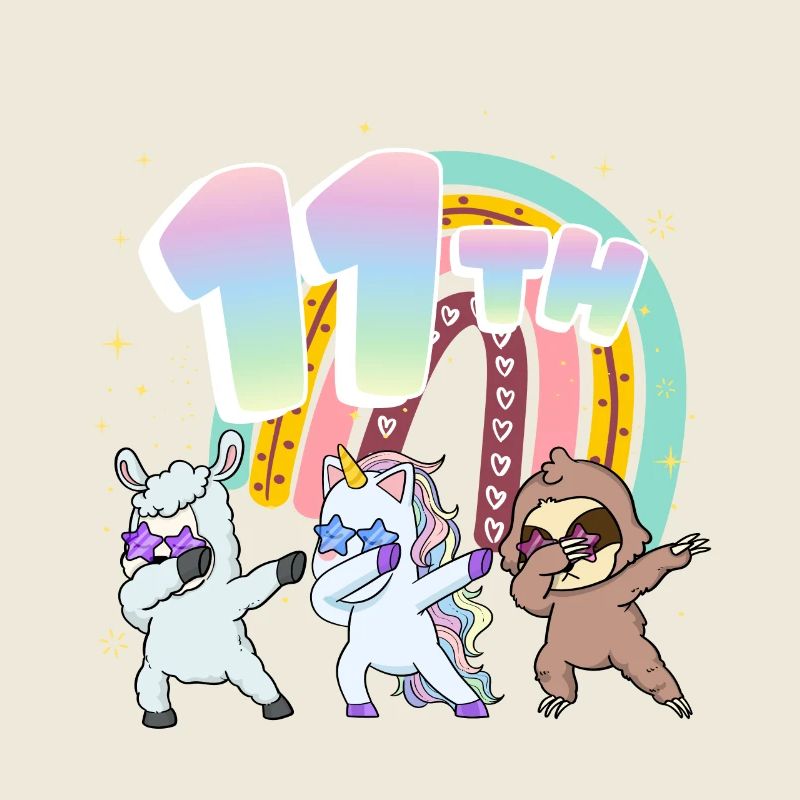 11. Geburtstag Dabbing Llama Einhorn Faultier |