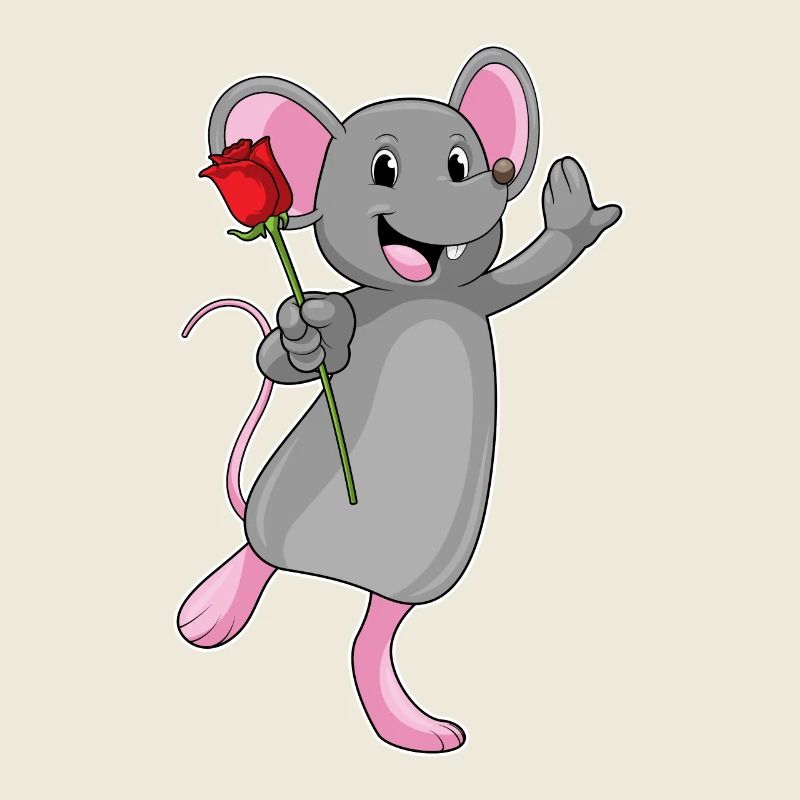 Rat with rose flower