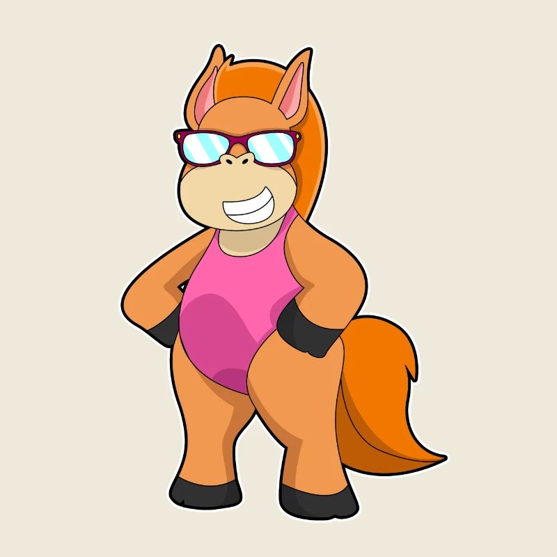 Cheval avec lunettes de soleil