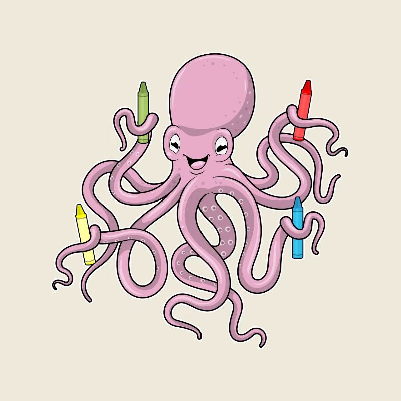 Octopus with wax crayons