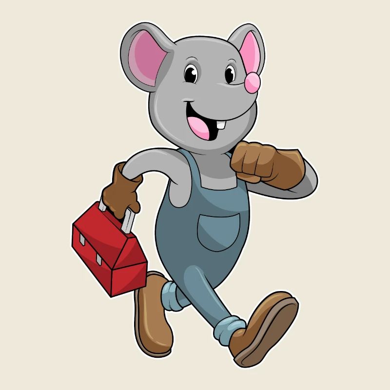 Maus als Handwerker mit Werkzeugkiste