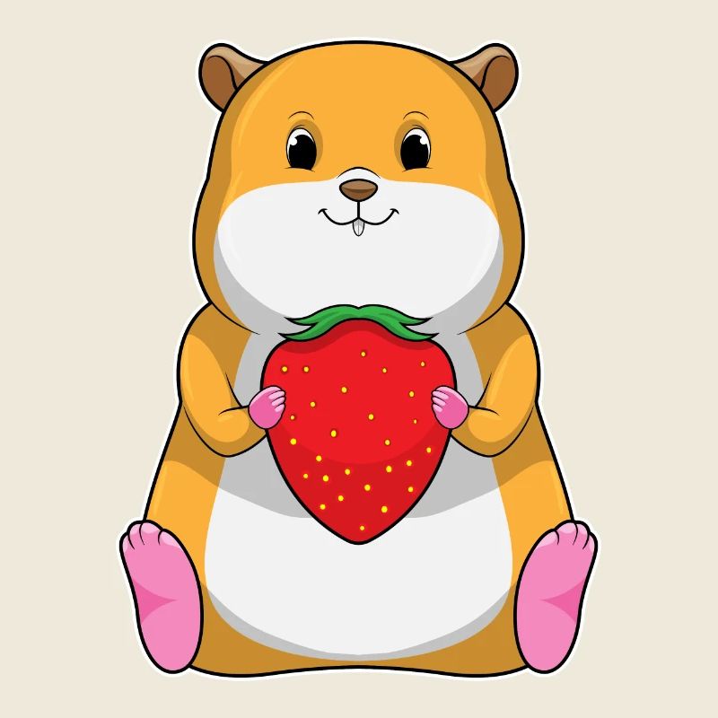 Hamster mit Erdbeere