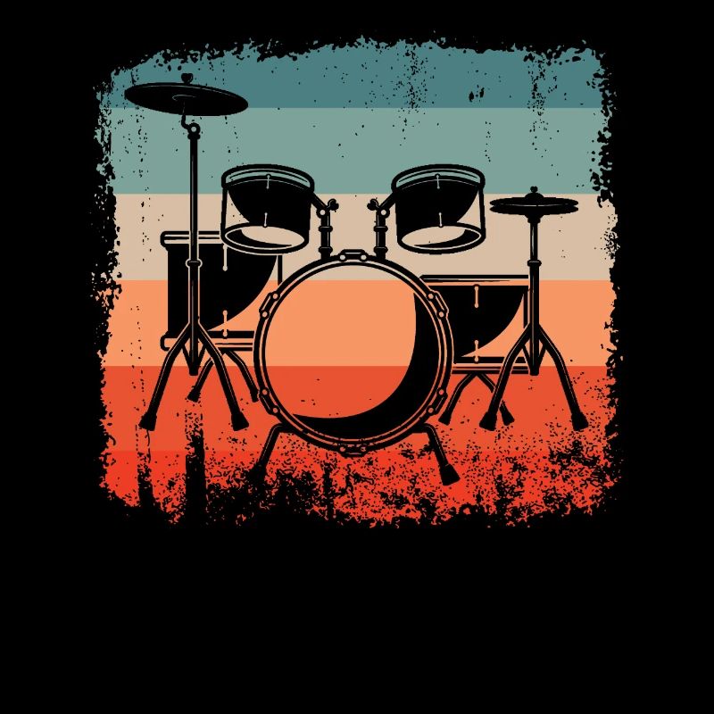 Drummer Retro Drum Kit Drum Silhouette Drummer