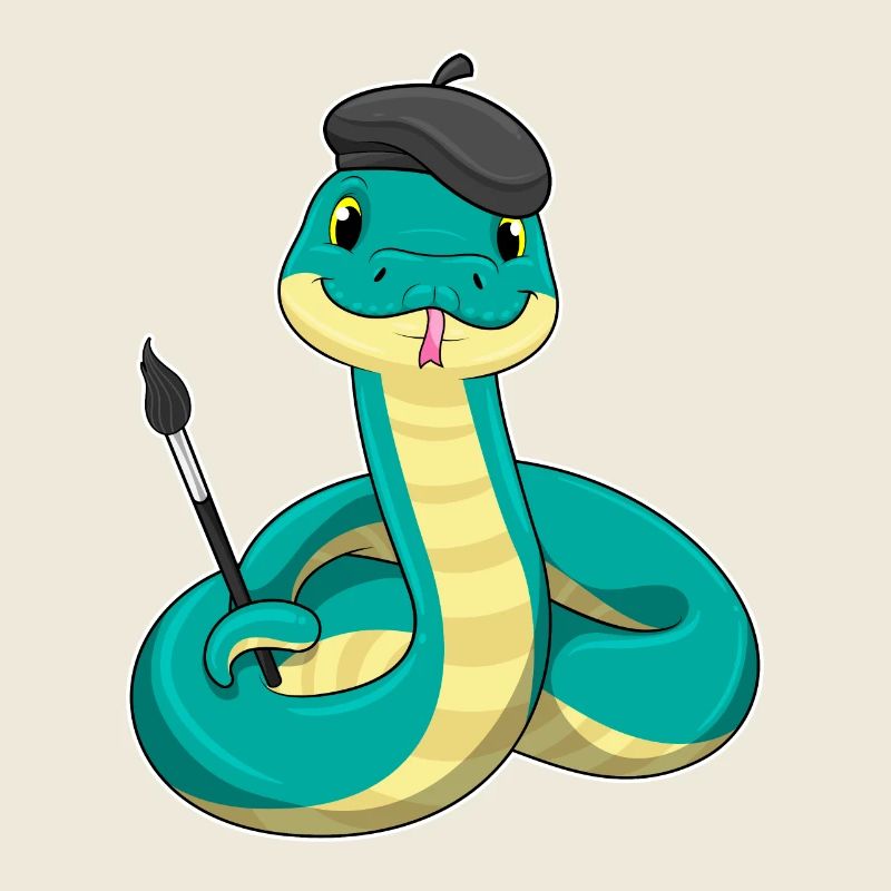Snake as a painter with a brush