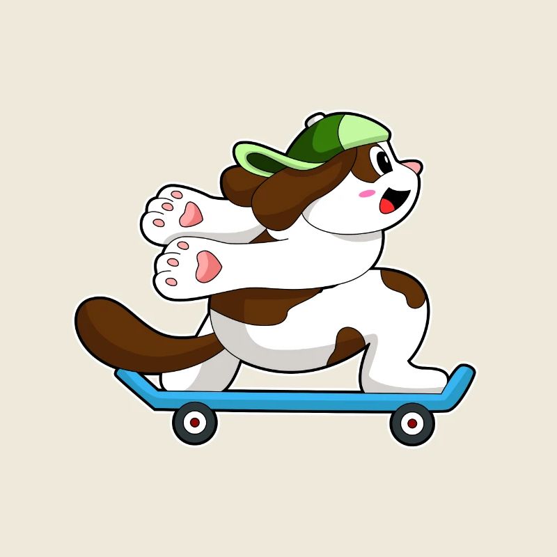 Chien comme patineur avec skateboard