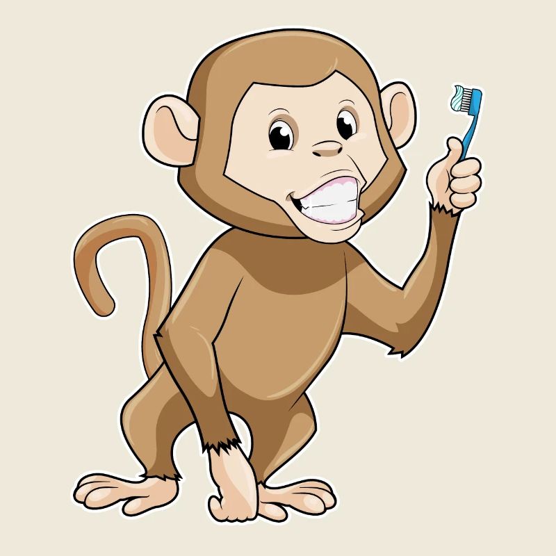 Singe avec brosse à dents