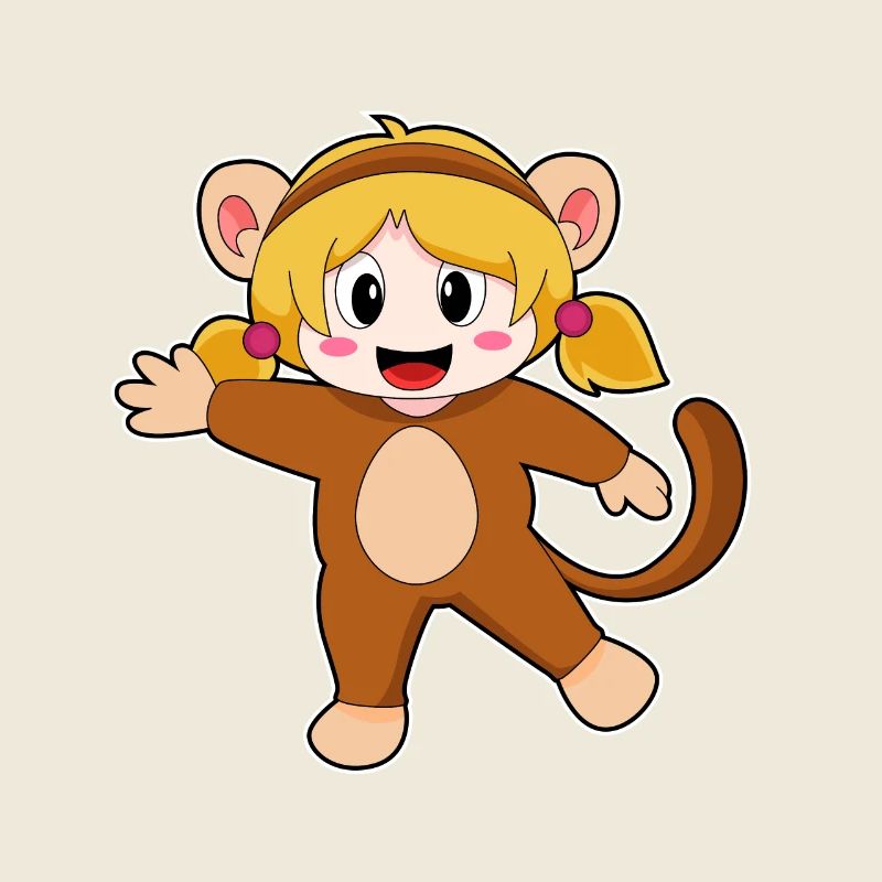 Fille déguisée en singe