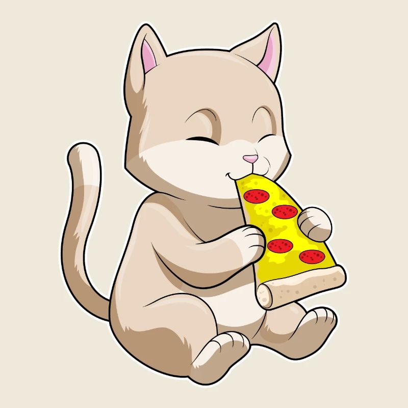 Chat avec pizza