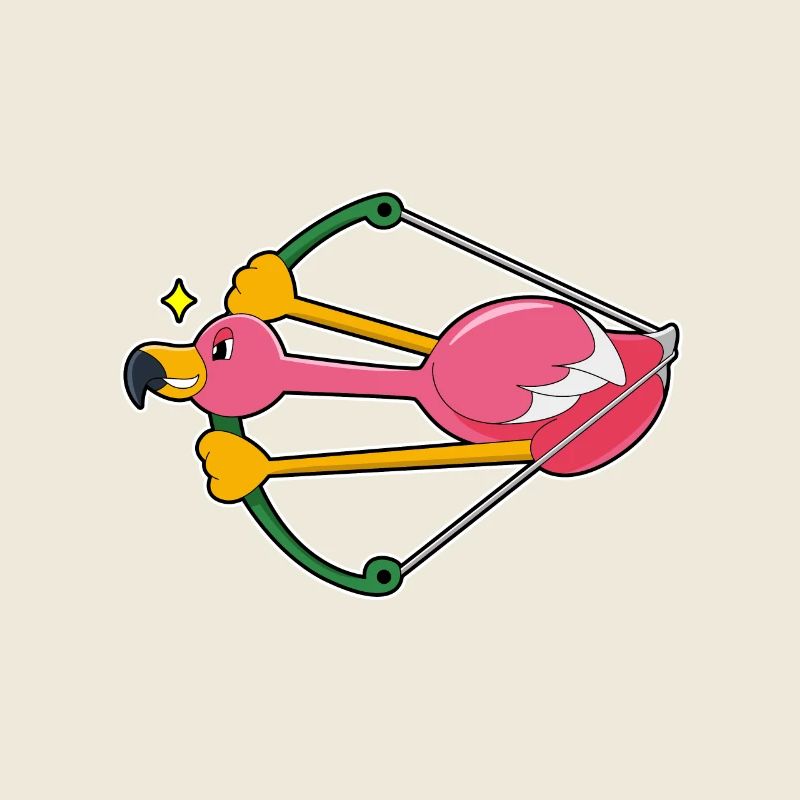 Flamant rose comme une flèche avec arc