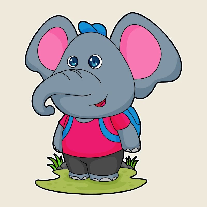 Elefant als Wanderer mit Rucksack