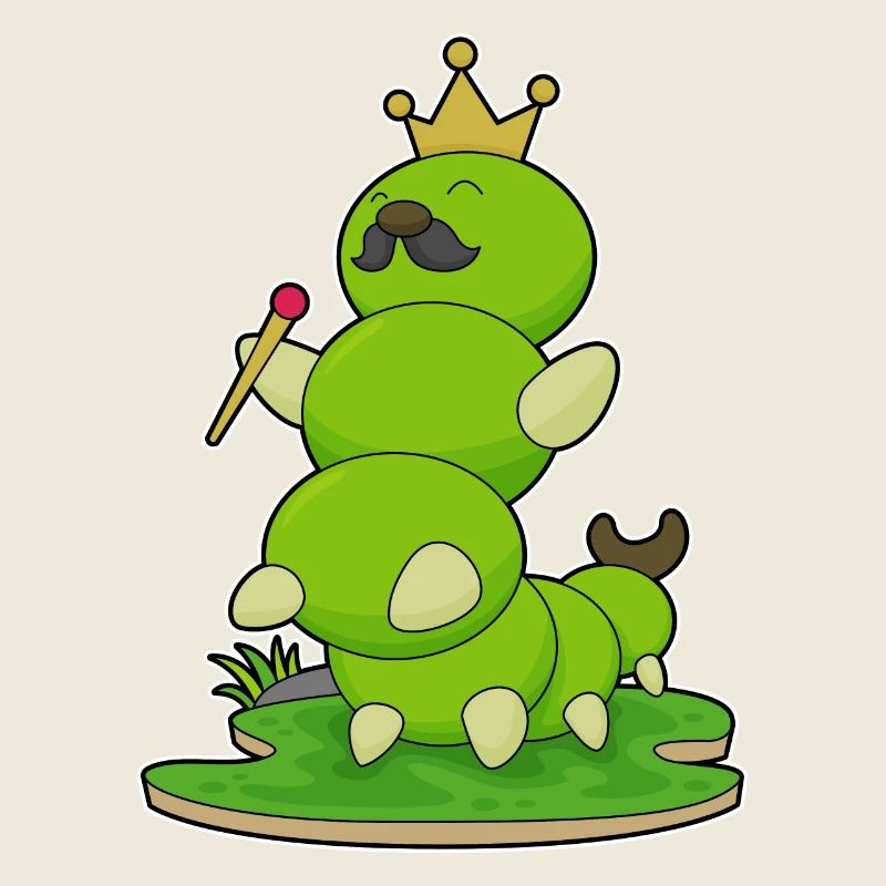 Caterpillar as king with crown