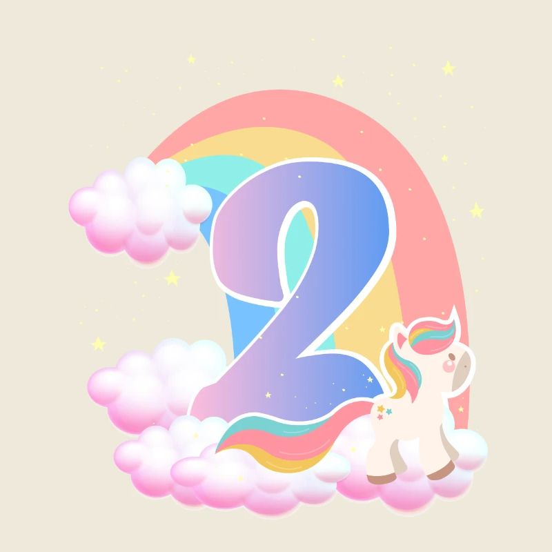 2 Unicorn Rainbow Clouds Little Pony 2.