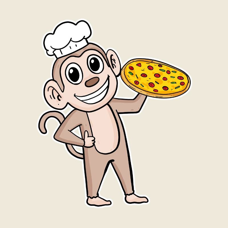 Pizza Maker Pizza Chef Monkey Italian