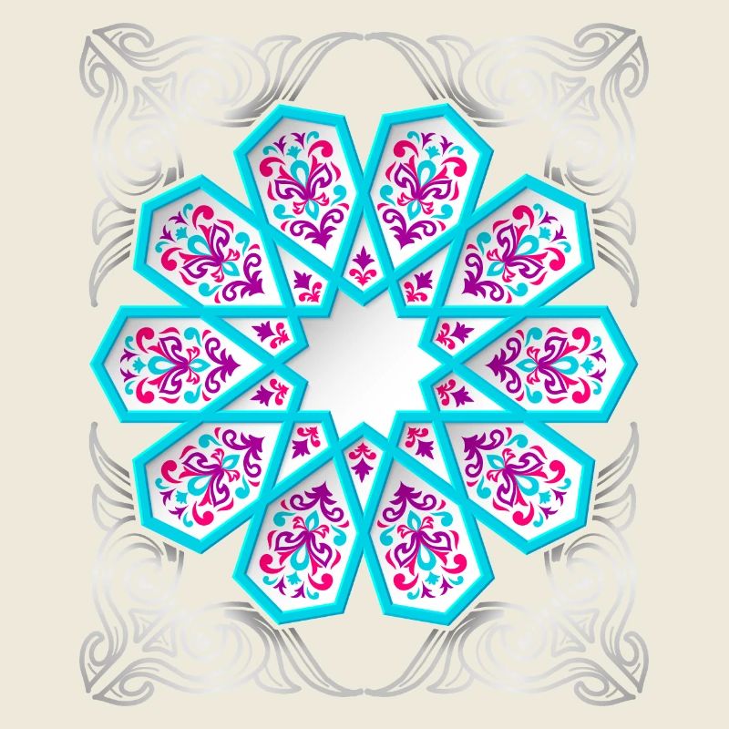 Persisches Ornament mit Silber-Dekor im 3d Stil