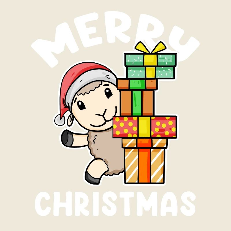 Joyeux moutons de Noël avec cadeaux