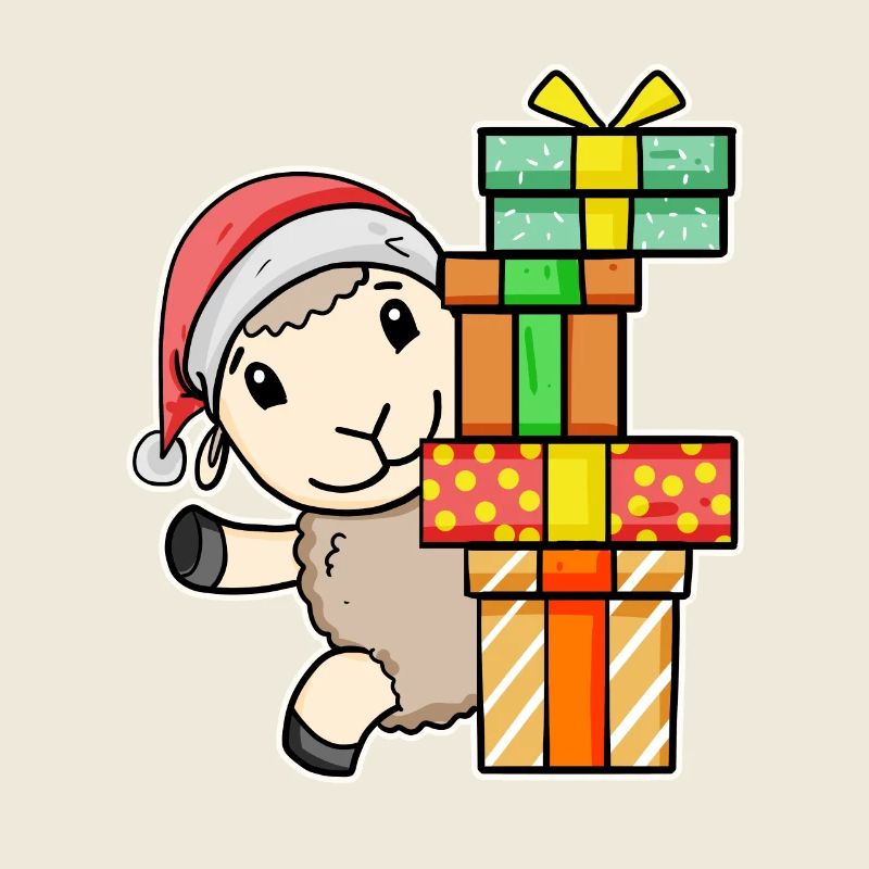 Moutons de Noël avec cadeaux