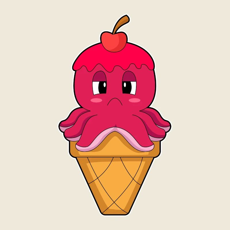 Octopus Gaufre Crème Glacée Cerise