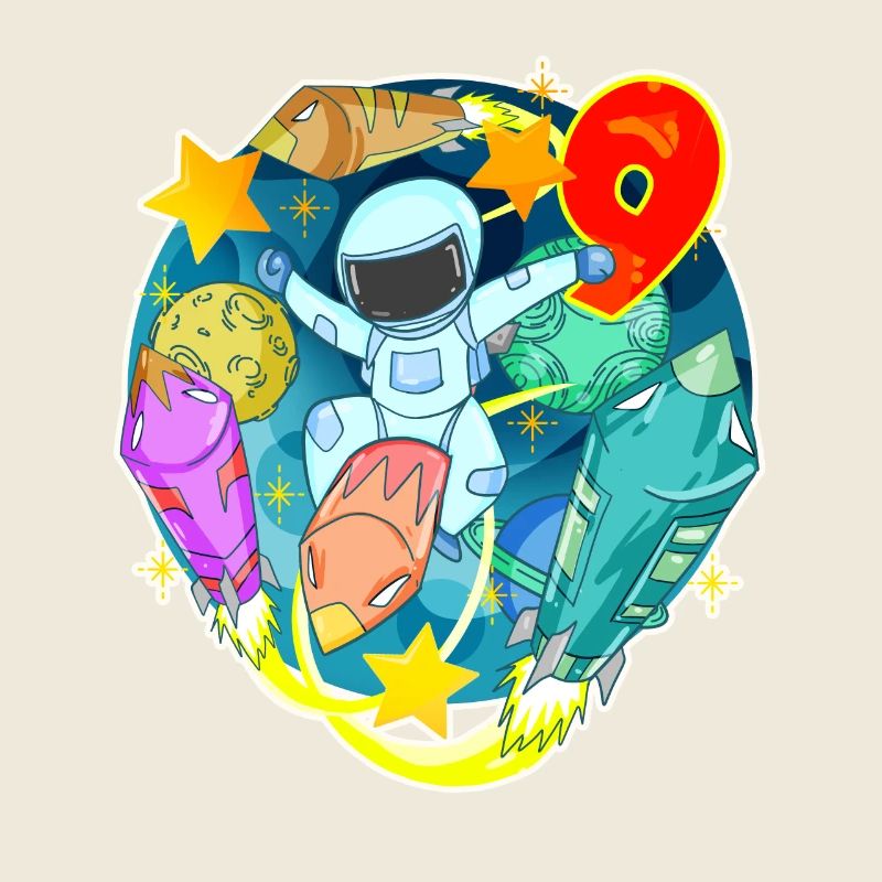 9. Geburtstag 9 Jahre Astronaut Weltall