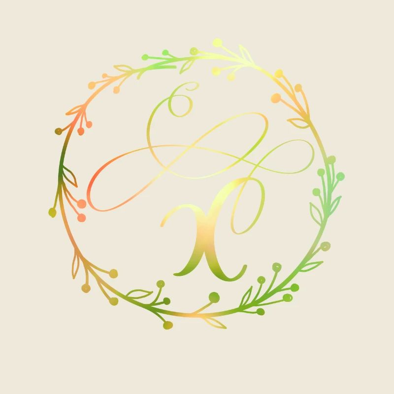 Monogramme, lettre X, ornement de calligraphie