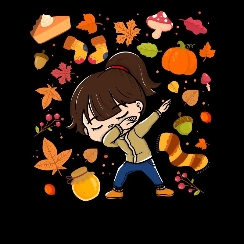 Dabbing Girl Fall Maple Pumpkin Fall Season