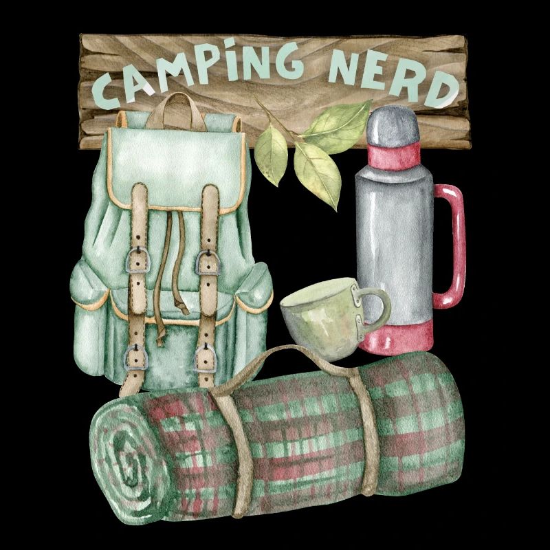 Camping, camping nerd, backpack, funny saying